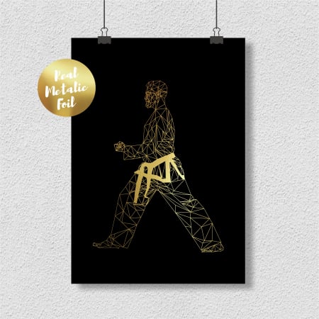 Tablou Arte Martiale, Taekwondo, colaj metalic auriu [0]