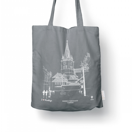 Sacose ilustratie arhitectura - Traistă suvenir din bumbac reciclat | Ilustrație arhitectură | Cisnadie