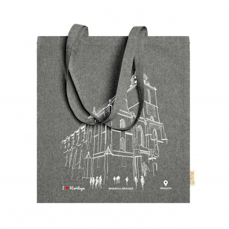 Traistă suvenir din bumbac reciclat | Ilustrație arhitectură | Biserica Neagra Brașov [1]