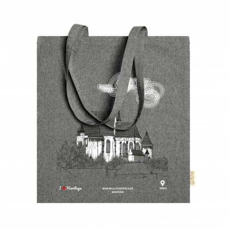 Traistă suvenir din bumbac reciclat | Ilustrație arhitectură | Biertan [1]