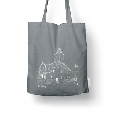 Traistă suvenir din bumbac reciclat | Ilustrație arhitectură | Casa Sfatului Brașov [0]