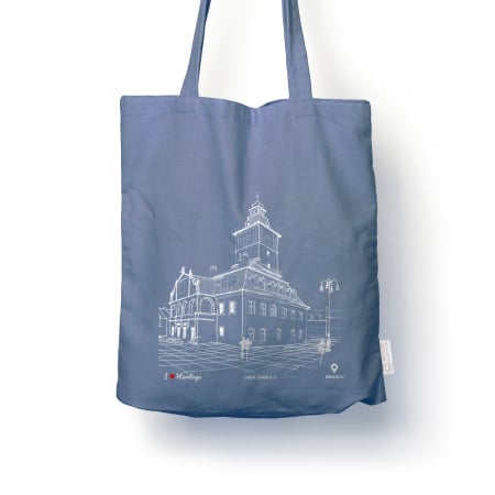 Sacose ilustratie arhitectura - Traistă suvenir din bumbac reciclat | Ilustrație arhitectură | Casa Sfatului Brașov
