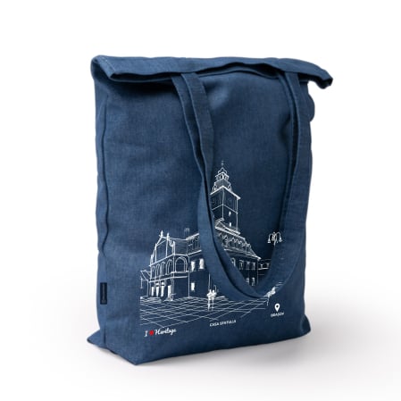 Traistă suvenir din bumbac reciclat | Ilustrație arhitectură | Casa Sfatului Brașov [2]