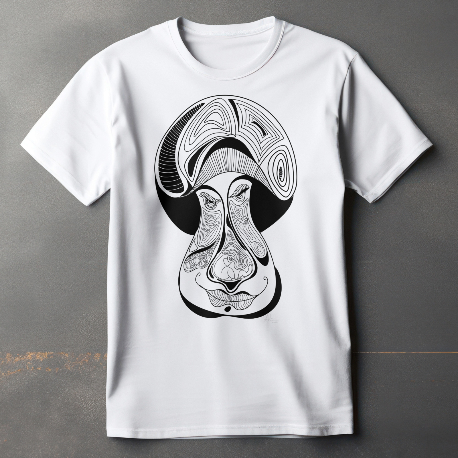 Angry Mushroom, Illustrated T-shirt XS, Alb
