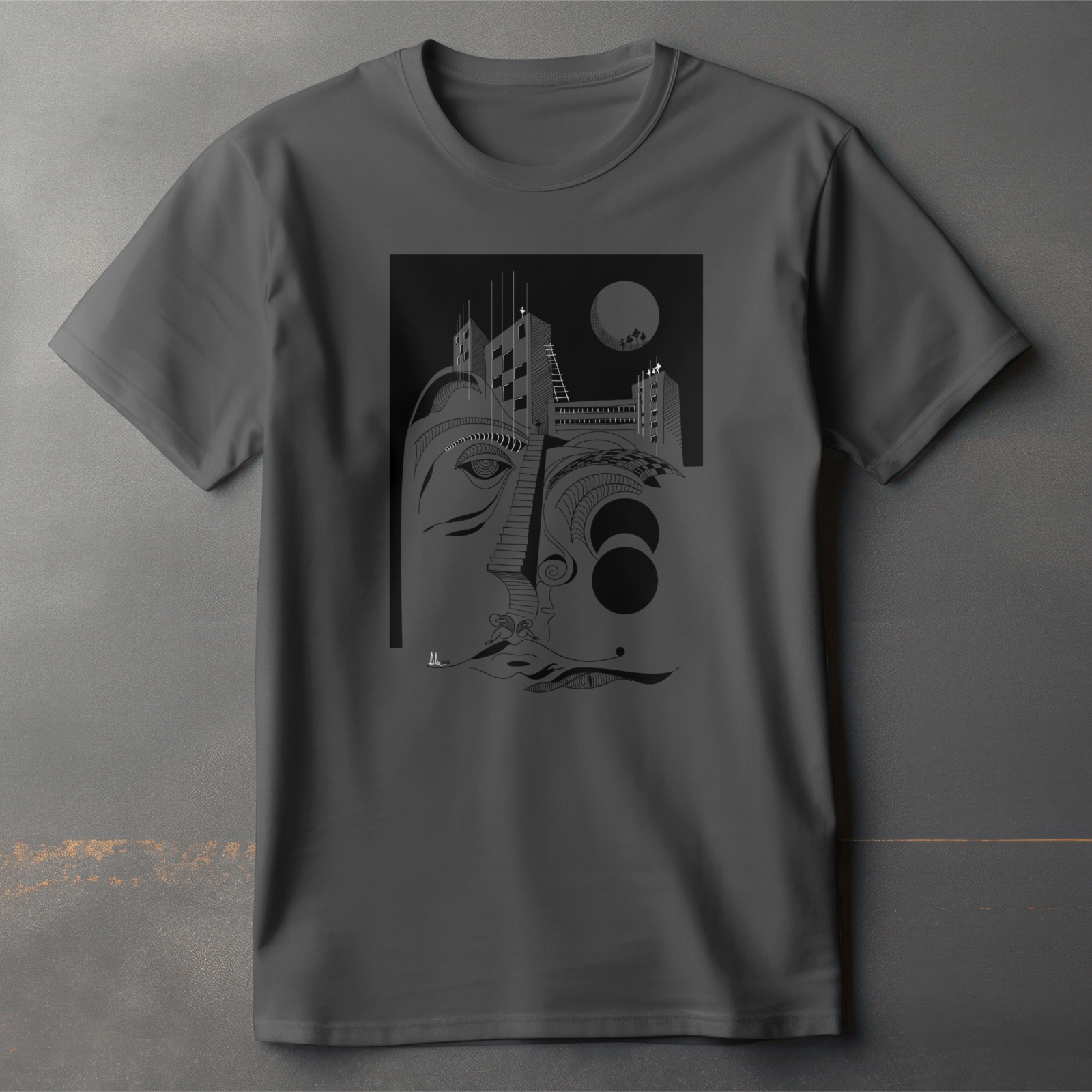 Down Under, Illustrated T-shirt XL, Antracit