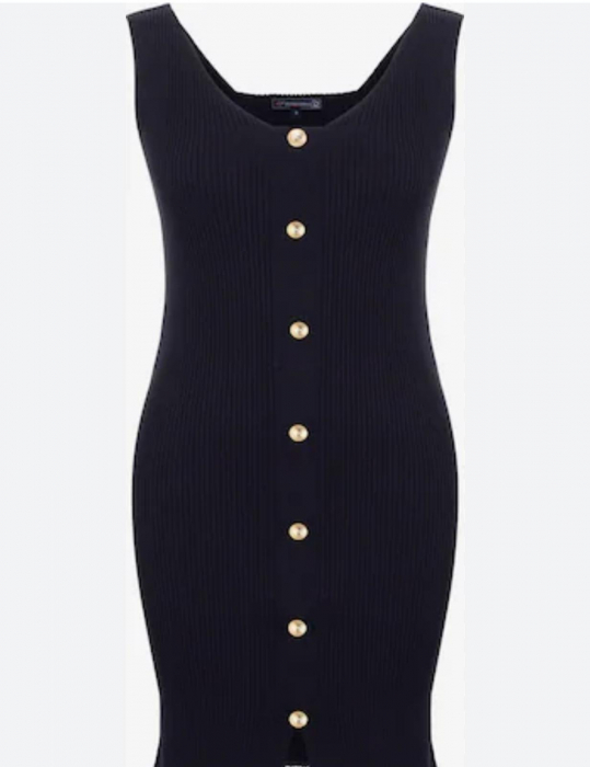 Rochie Bodycon cu nasturi decorativi - Negru [1]