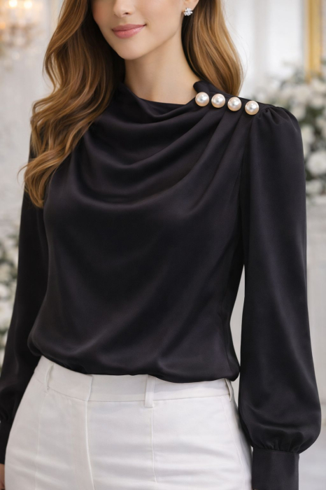 Bluză Hellen cu nasturi perlați decorativi [2]