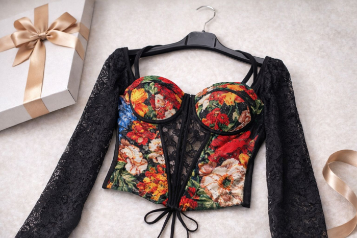 Bluză Corset Floral Noir [2]
