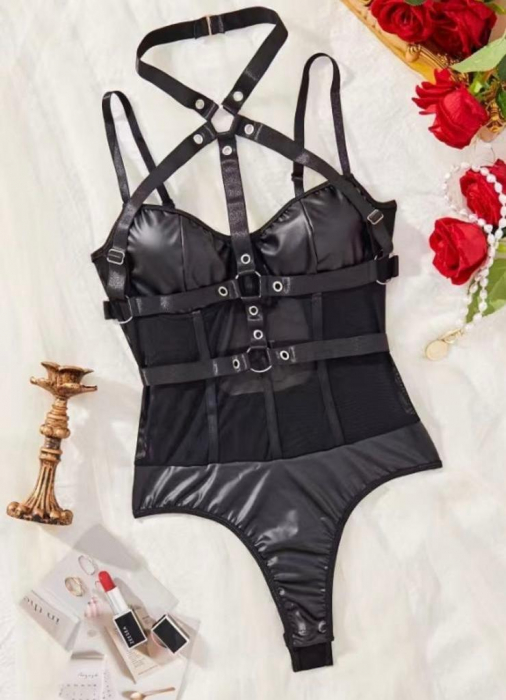 Body Bondage Queen - Negru cu Curele și Catarame [1]