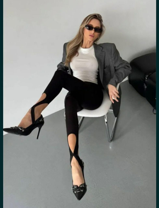 Colanti lycra cu calcai incrucisat - Contur Chic Leggings [2]