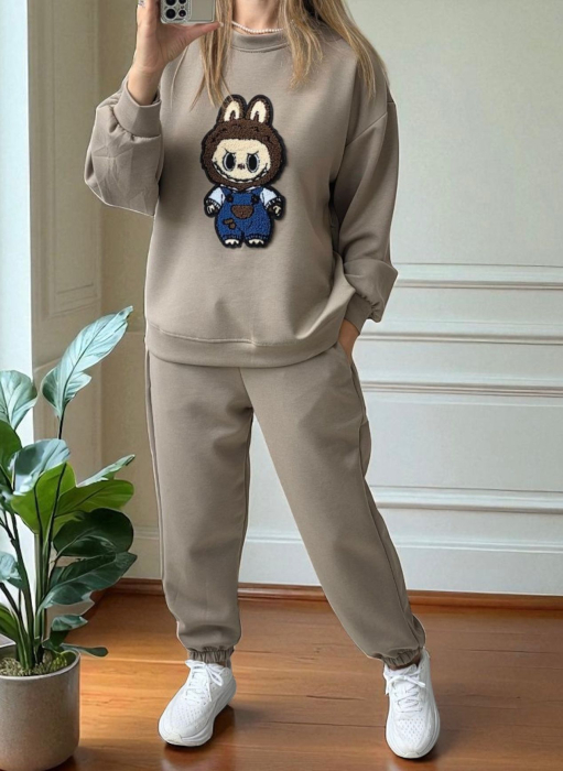 Compleu Sport Casual cu Personaj Cartoon – 2 Piese Damă [1]