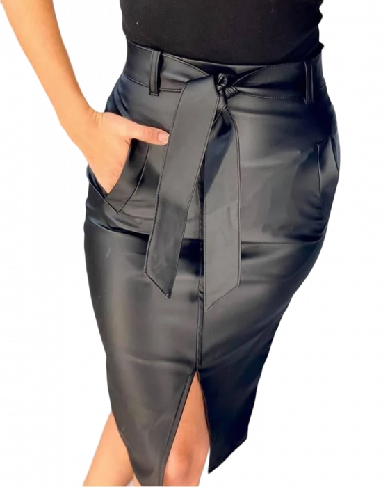 Fusta piele Trendy - Negru [2]