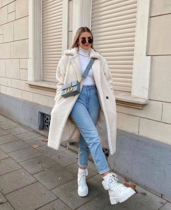 Palton pufos Minna - Alb [2]