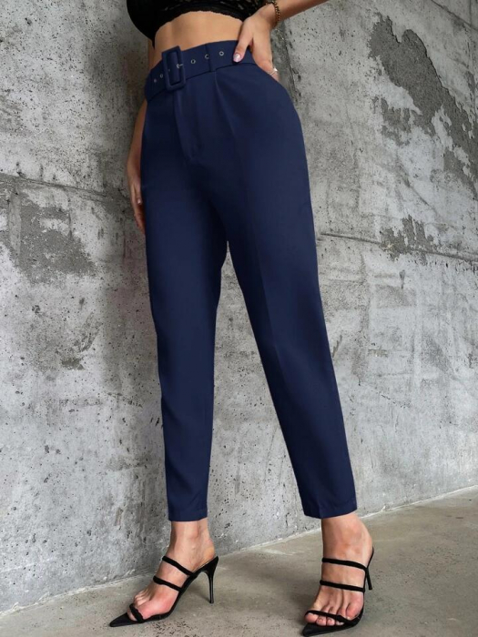 Pantaloni Office + Curea CADOU - Bleumarin [3]