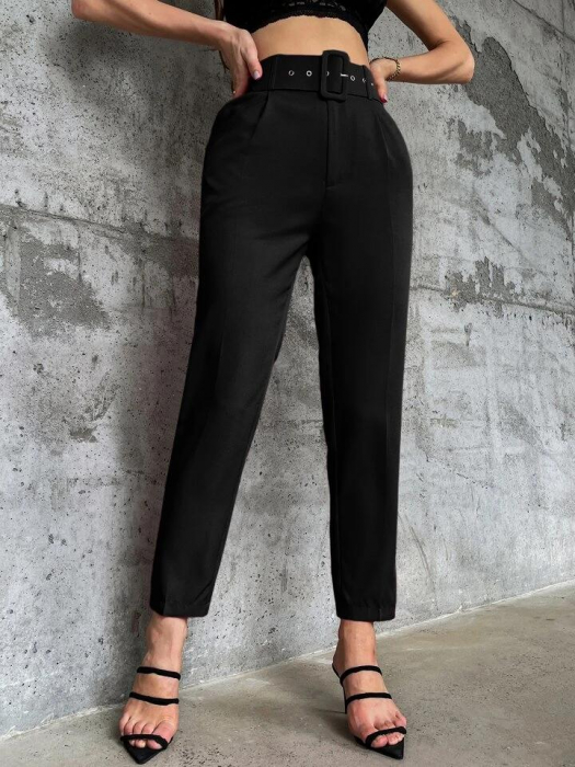 Pantaloni Office + Curea CADOU - Negru [2]