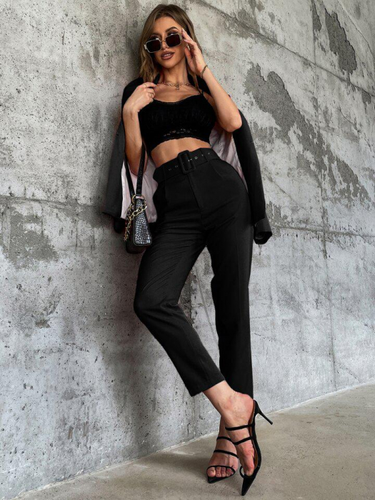 Pantaloni Office + Curea CADOU - Negru [3]