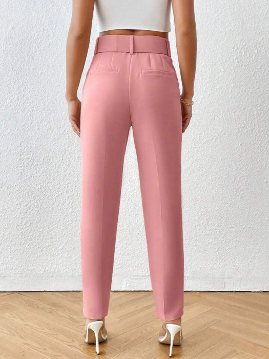Pantaloni Office + Curea CADOU - Roz Pal [3]