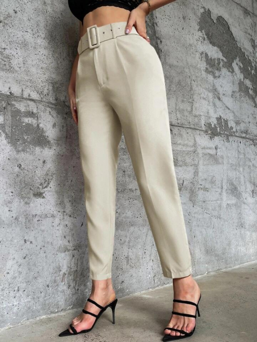 Pantaloni Office + Curea CADOU - Crem [3]