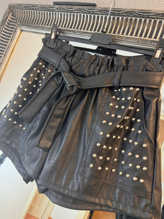 Pantaloni scurti piele Jessie - Negru [2]