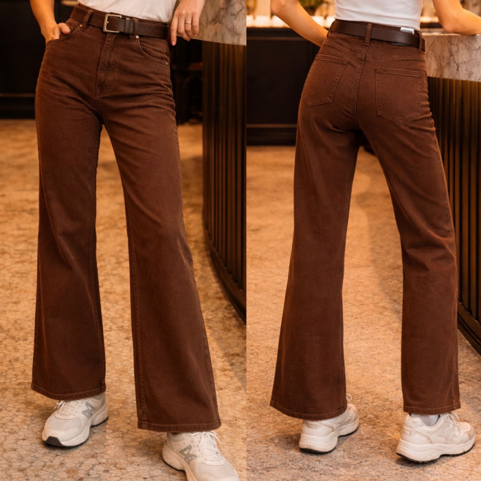 Pantaloni wide leg din catifea + curea CADOU – Cocoa Flow [3]