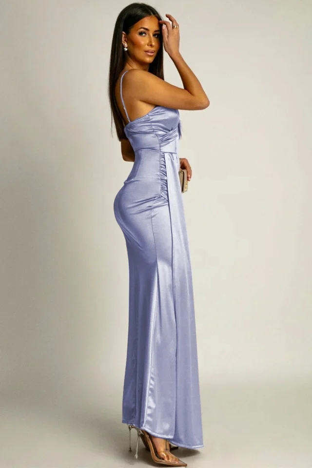 Rochie Elyna Satinată cu Crăpătură [2]