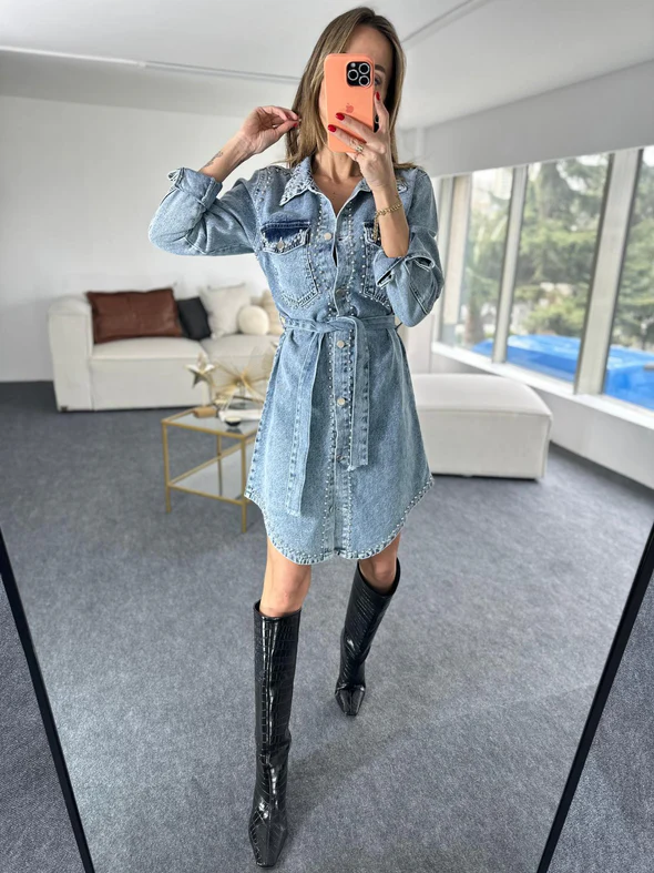 Rochie Jeans Tinte Albastru [2]