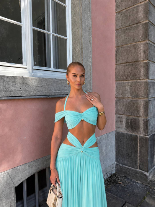 Rochie Maxi Elegantă Jasmine - Verde Mentă [5]