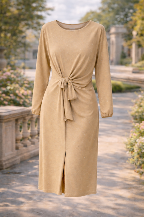 Rochie midi cu nod decorativ – Nude Glow [2]