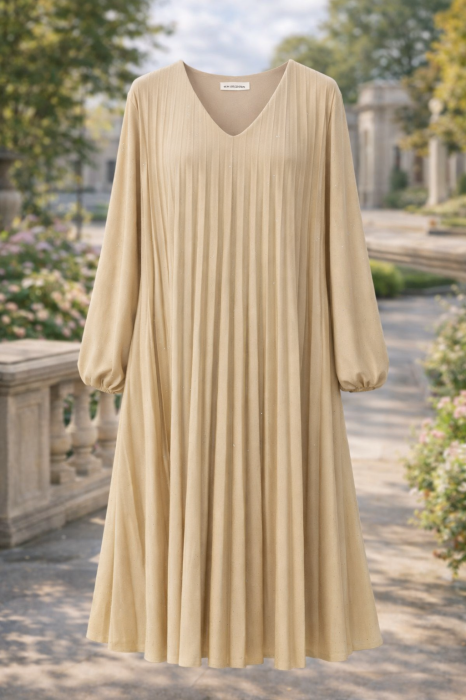 Rochie plisată midi – Nude Shine [2]