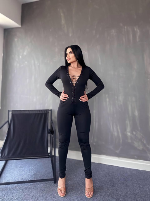 Salopeta neagra - Black Lace-Up [1]