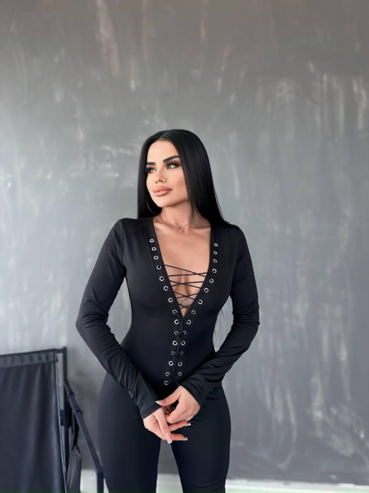 Salopeta neagra - Black Lace-Up [2]