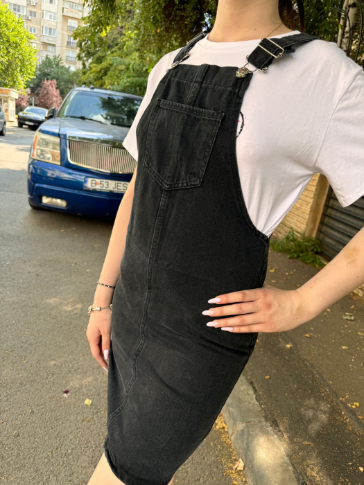 Sarafan din Denim - Negru [3]