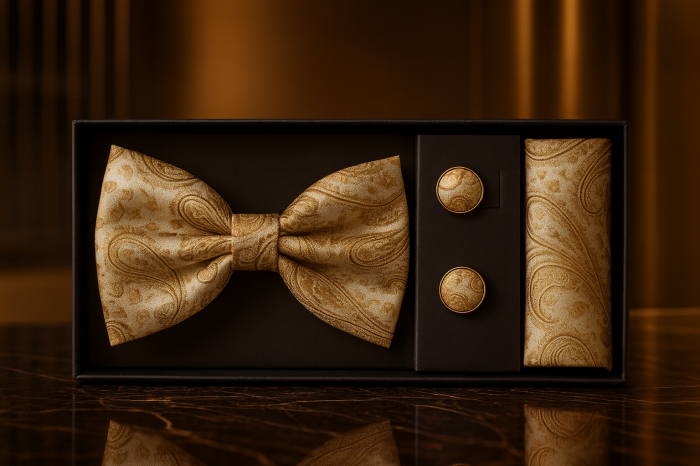 Set Bărbătesc Papion + Butoni + Batistă –  Aurum Prestige [2]