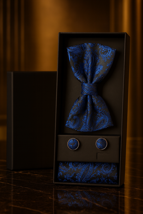 Set Bărbătesc Papion + Butoni + Batista – Blue Regalis [1]