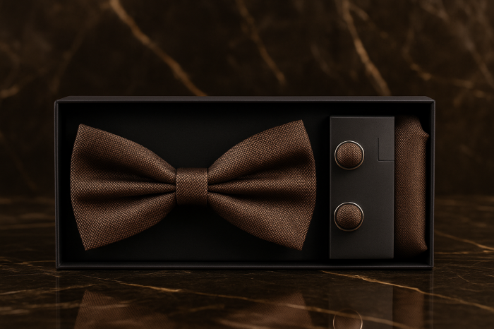 Set Bărbătesc Papion + Butoni + Batistă – Bronze Sovereign [2]