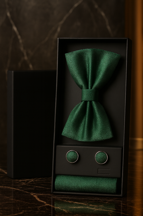 Set Bărbătesc Papion + Butoni + Batistă – Emerald Sovereign [1]