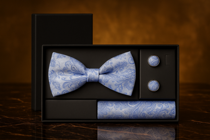 Set Bărbătesc Papion + Butoni + Batistă – Sky Sovereign [2]