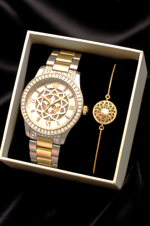 Set Ceas + Bratara dama - Golden Lotus Set [1]