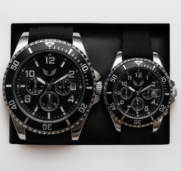 Set Ceasuri Premium pentru Cuplu – Silver & Black Sport Edition [1]