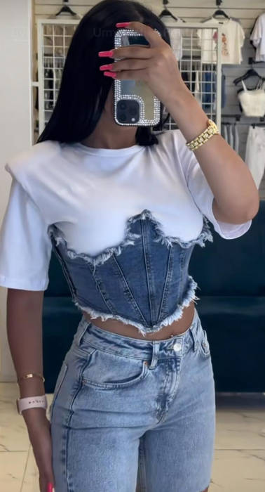 Tricou cu corset - Alb [3]