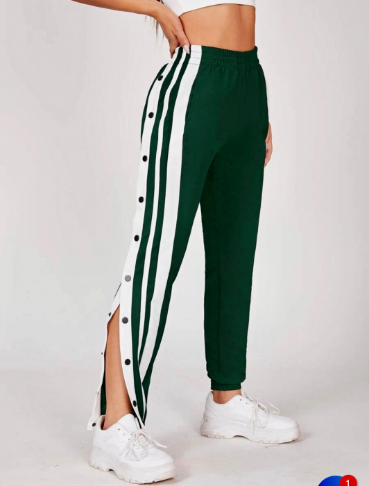 Pantaloni Sport cu Capse Verde Inchis [2]