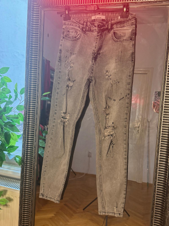 Pantaloni Colanti si Blugi - Blugi Edgy Graffiti - Gri