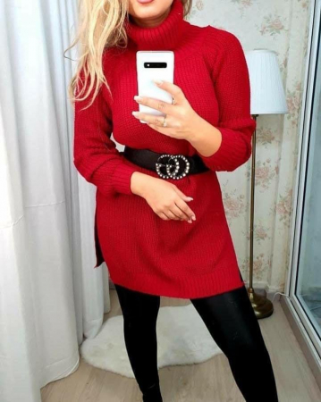 Rochii si Fuste - Rochie-pulover MELISSA- ROSU