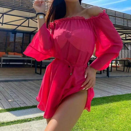 Articole si haine de plaja - Rochie de plaja Melinda - Roz
