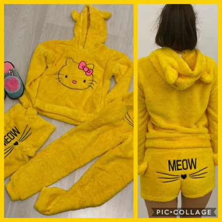 Pijamale si halate de baie - SET Cocolino KITTY GALBEN