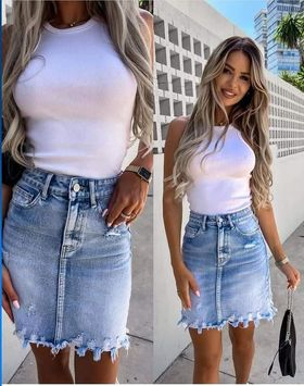Noutati - Fusta Sally Jeans Albastru