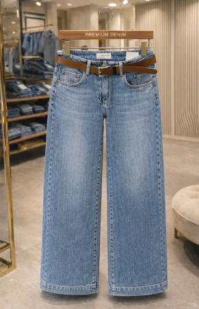 Noutati - Blugi damă wide leg cu talie înaltă și curea inclusă – Fashion Jeans