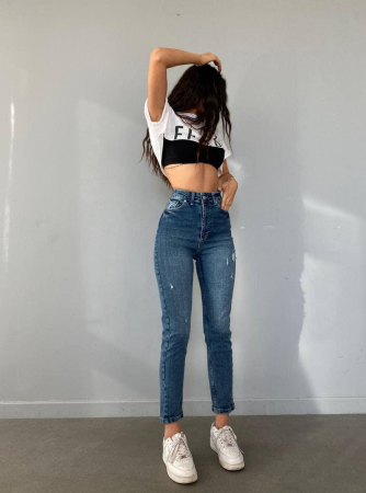 Blugi Mom SlimFit - Albastru [3]