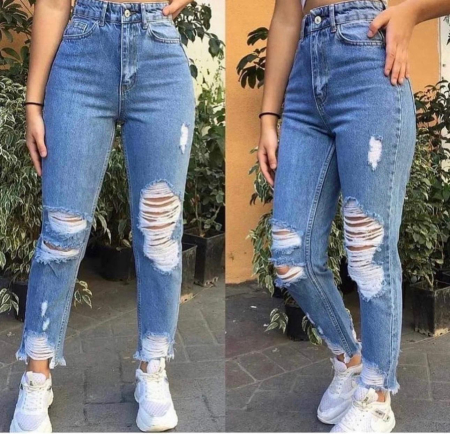 ÎMBRĂCĂMINTE - Blugi Ripped AR - ALBASTRU
