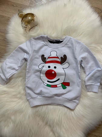 Îmbrăcăminte copii - Bluza copii imprimeu ren - Alb